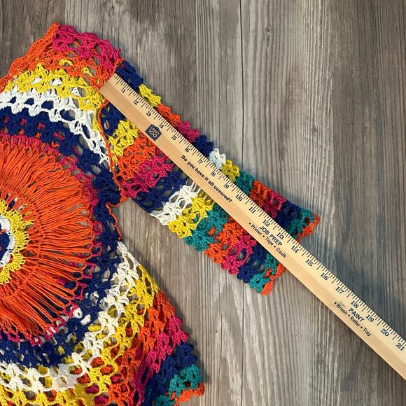 Multicolor Hippie Macrame Top Tunic Beach Swimsuit Cover Up Women’s Small - Picture 6 of 6